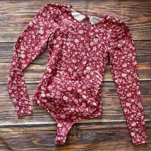 Women's XS Intimately Free People Floral Thong Bodysuit Tie Open Back NWOT